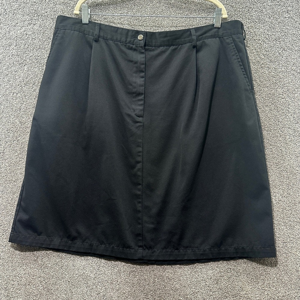 LL Bean A Line Chino Skirt Womens 24W Black Cotton Casual Minimalist Academia